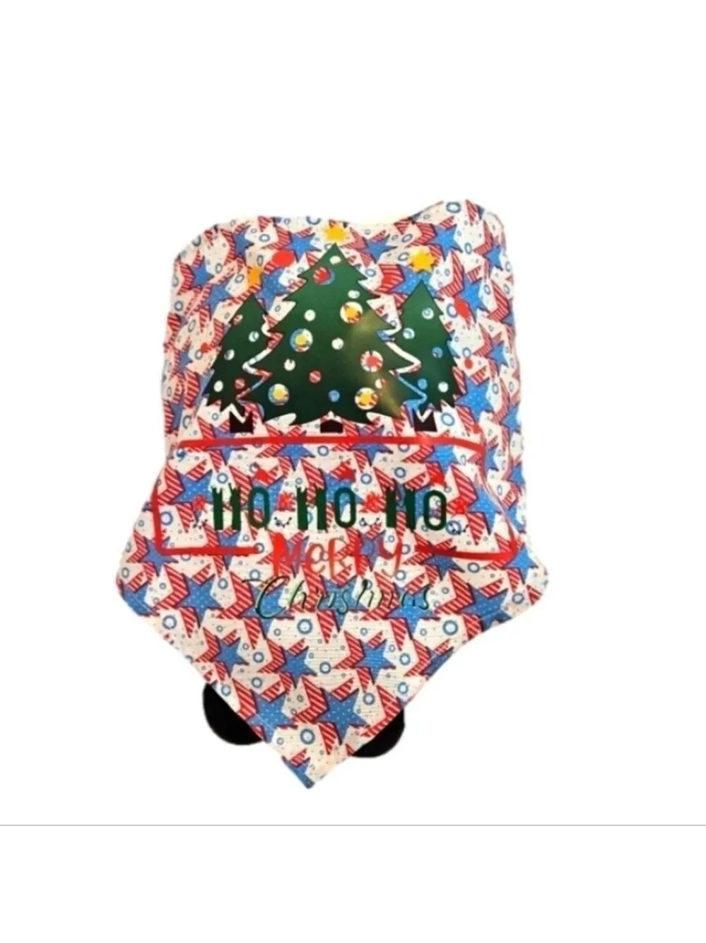 Upcycled Dog Bandana Christmas Trees heat transfer Ho Ho Ho Merry Christmas (M)